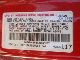 1999 MITSUBISHI 3000GT RED 3.0L AT 2WD 153720